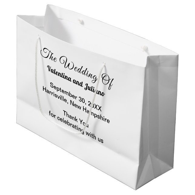 Sacola Para Presentes Grande Saco de Presente de Casamento Preto e Branco (Frente inclinada)