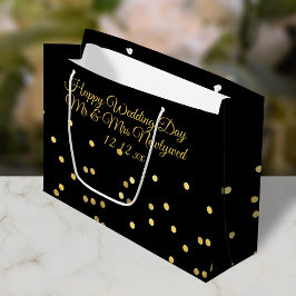 Sacola Para Presentes Grande Saco de Presente de Confetes Preto e Dourado para
