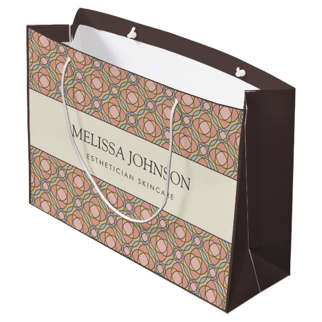 Sacola Para Presentes Grande Saco de Presente de Cuidados com a Pele Geométrico (Verso inclinado)