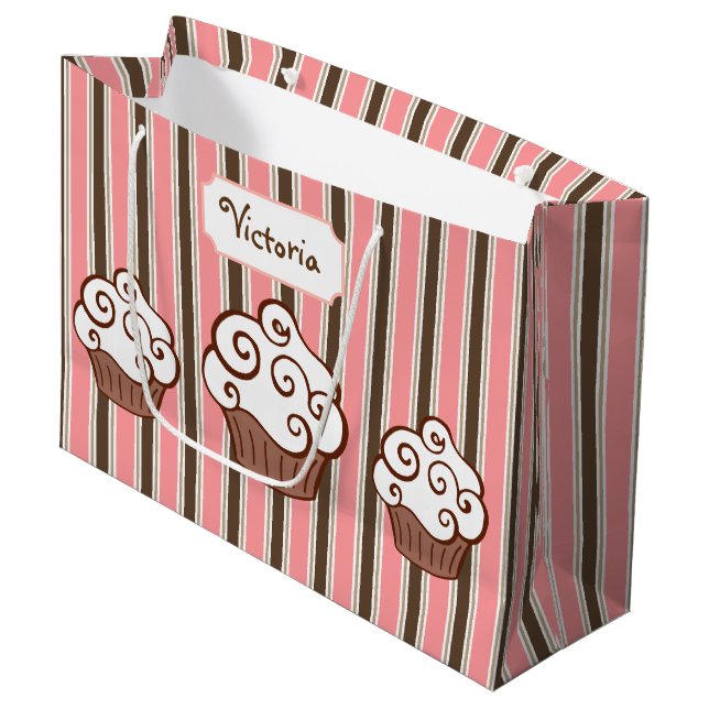 Sacola Para Presentes Grande Saco de Presente de Cupcake Personalizado (Frente inclinada)