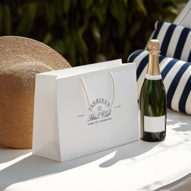 Sacola Para Presentes Grande Saco de Presente de Despedida de Solteira Branco E (Elegant Wite & Navy Blue Bachelorette Gift Bag)
