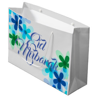 Sacola Para Presentes Grande Saco de presente de Eid Mubarak floral de Pastels