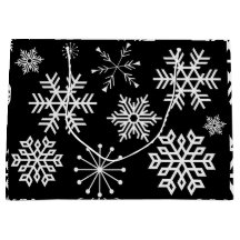 Saco de Presente de Férias de Flocos de Neve Preto