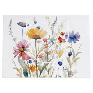 Sacola Para Presentes Grande Saco de Presente de Flor Silvestre Aquarela 'Hunny
