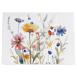 Sacola Para Presentes Grande Saco de Presente de Flor Silvestre de Aquarela 'Hu