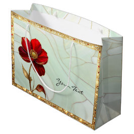 Sacola Para Presentes Grande Saco de Presente de Flor Vermelha de Vidro Colorid
