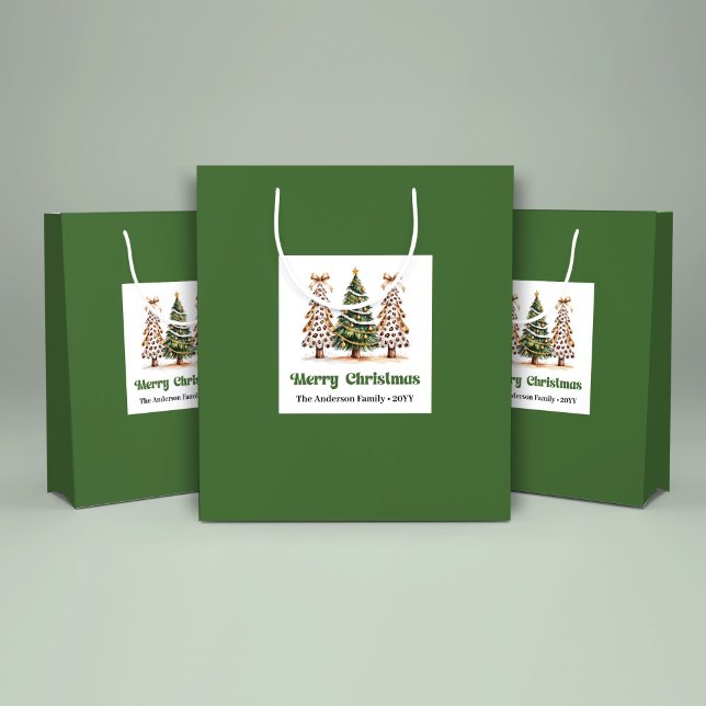 Sacola Para Presentes Grande Saco de Presente de Impressão de Leopardo de Árvor (Trendy Christmas Tree Leopard Print Gift Bag Custom)