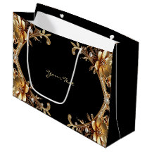 Saco de Presente de Moldura Dourada Elegante