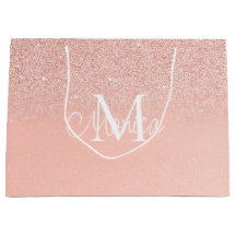 Saco de Presente de Monograma Rosa Bebê Brilhante
