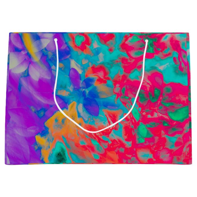 Sacola Para Presentes Grande Saco de Presente de Movimentos de Flores (Frente)