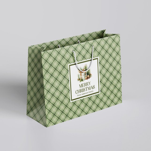 Sacola Para Presentes Grande Saco de Presente de Natal Chic Tons Neutros Estilo (Chic Christmas Gift Bag Neutral Tones Nordic Style)