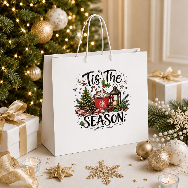 Sacola Para Presentes Grande Saco de Presente de Natal Clássico com Estilo de F (Classic Christmas Snowflake Holiday Gift Bag Style

)