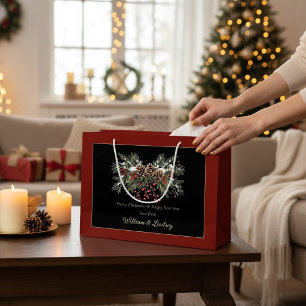 Sacola Para Presentes Grande Saco de Presente de Natal com Pinhas de Pinheiro N