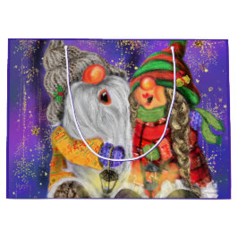 Sacola Para Presentes Grande Saco de Presente de Natal de Gnomo de Casal Feliz