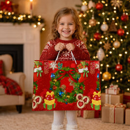 Sacola Para Presentes Grande Saco de Presente de Natal em forma de Biscoito de