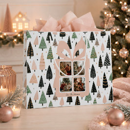Sacola Para Presentes Grande Saco de Presente de Natal Rosa Moderno Personaliza