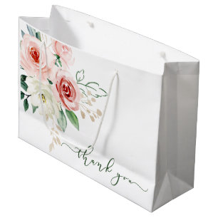Sacola Para Presentes Grande Saco de Presente de Obrigado Rosa de Aquarela Rosa