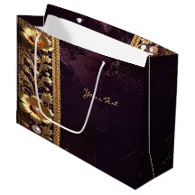 Saco de Presente de Ornamento Floral Dourado com P