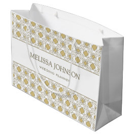 Sacola Para Presentes Grande Saco de Presente de Papel Geométrico Dourado Luxuo