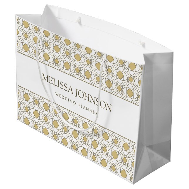 Sacola Para Presentes Grande Saco de Presente de Papel Geométrico Dourado Luxuo (Verso inclinado)