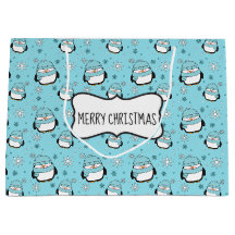 Saco de Presente de Pinguim de Inverno (Grande)