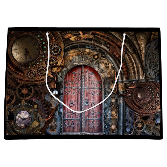 Sacola Para Presentes Grande saco de presente de porta steampunk (Frente)