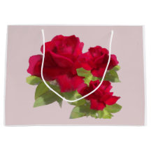 Saco de presente de rosas florais em aquarela