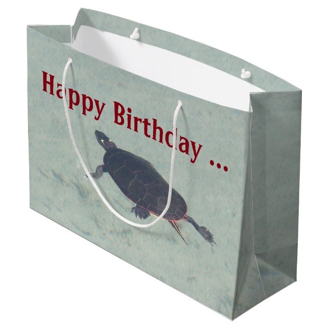 Sacola Para Presentes Grande Saco de Presente de Tartaruga Pintada (Verso inclinado)