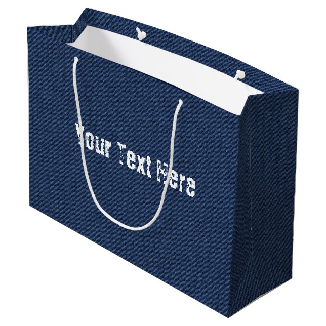 Sacola Para Presentes Grande Saco de Presente em Gergim Azul Personalizado com  (Verso inclinado)