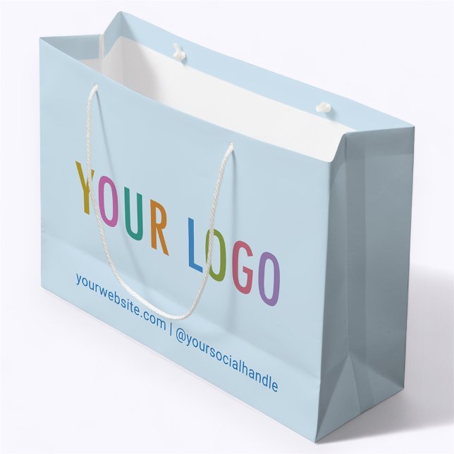 Sacola Para Presentes Grande Saco de Presente Empresarial 12,5 polegadas com Lo (MISOOK 12.5 x 4 x 9 inch Light Blue Gift Bag with Logo)