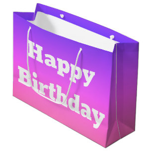 Sacola Para Presentes Grande Saco De Presente Feliz De Aniversário Rosa E Roxo