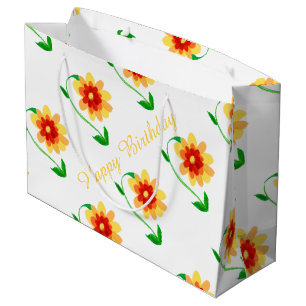 Sacola Para Presentes Grande Saco de Presente Floral Amarelo