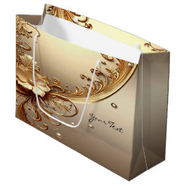 Sacola Para Presentes Grande Saco de Presente Floral Dourado Ornamentado