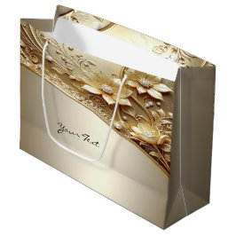 Sacola Para Presentes Grande Saco de Presente Floral Dourado Ornamentado Modern