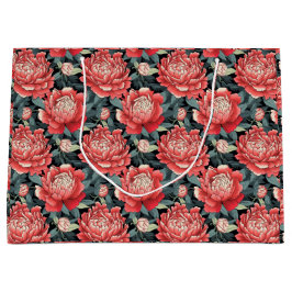 Sacola Para Presentes Grande Saco de Presente Floral Grande Com Peônias Coral V