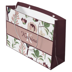Sacola Para Presentes Grande Saco de Presente Floral Monogramado