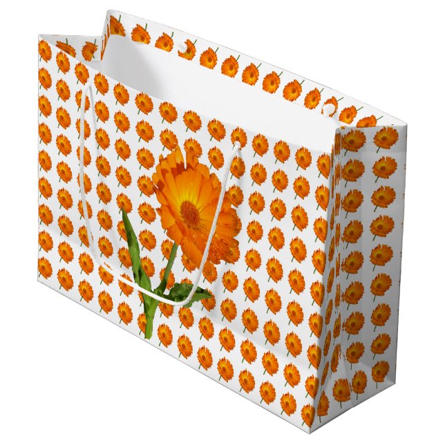 Sacola Para Presentes Grande Saco de Presente (G) - Flores de Calendula (Frente inclinada)