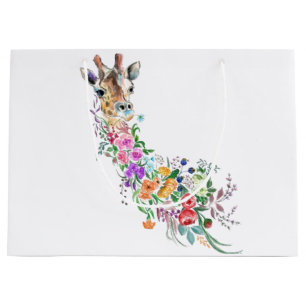 Sacola Para Presentes Grande Saco de Presente Girafa Flores