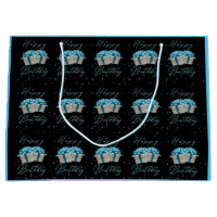 Saco de Presente Grande Bebê Azul Aniversário Feli