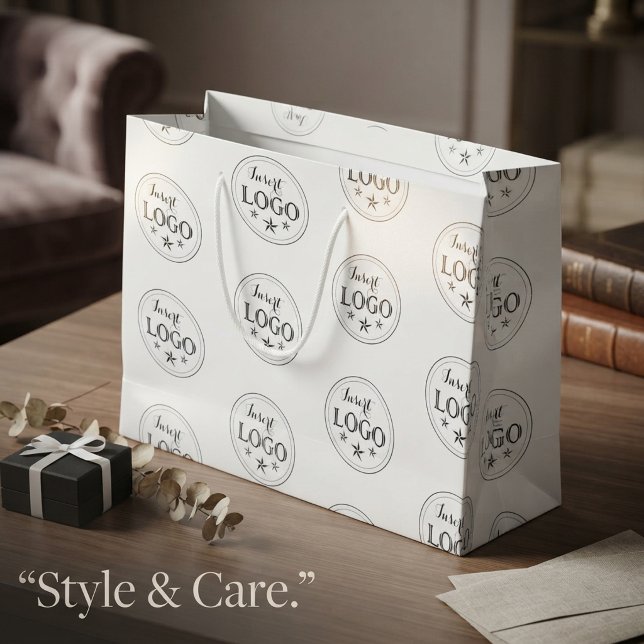 Sacola Para Presentes Grande Saco de Presente Grande Branco Clássico com Logoti (Classic White Large Gift Bag with Custom Logo)
