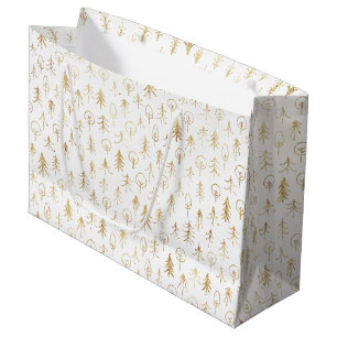 Sacola Para Presentes Grande Saco de Presente Grande Branco com Padrão Dourado