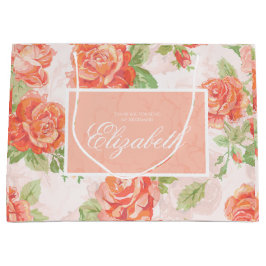 Sacola Para Presentes Grande Saco de presente grande de rosa floral laranja