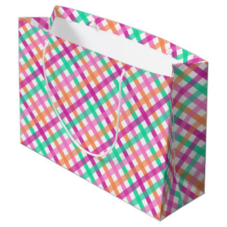 Sacola Para Presentes Grande Saco de Presente Grande Gingham Tropical