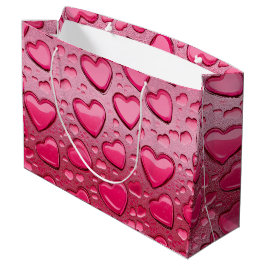 Sacola Para Presentes Grande Saco de Presente Grande Glossy Corações Rosa 3D pa