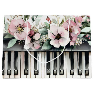 Sacola Para Presentes Grande Saco de Presente Grande Teclas de Piano e Flores R