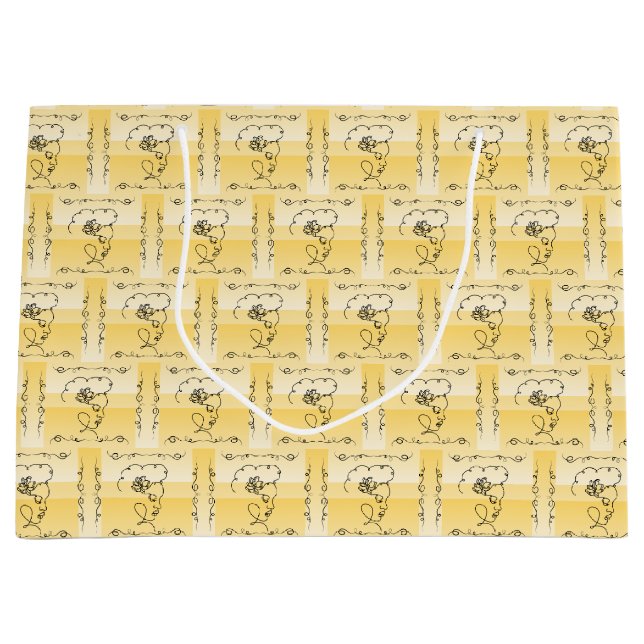 Sacola Para Presentes Grande Saco de Presente Horizontal Dourado Flowing Beauty (Frente)