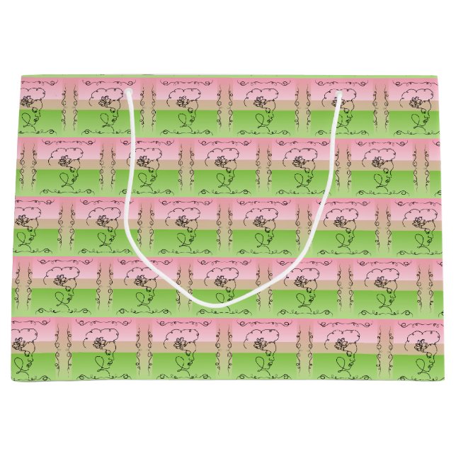 Sacola Para Presentes Grande Saco de Presente Horizontal Peônia de Beleza Fluin (Frente)