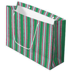 Sacola Para Presentes Grande Saco de Presente Listras de Natal Azul Verde