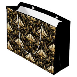 Sacola Para Presentes Grande Saco de Presente Luxuoso Preto Dourado | Art Déco