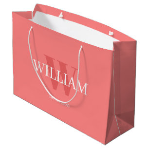 Sacola Para Presentes Grande Saco de Presente Monogramado Minimalista Rosa e Br
